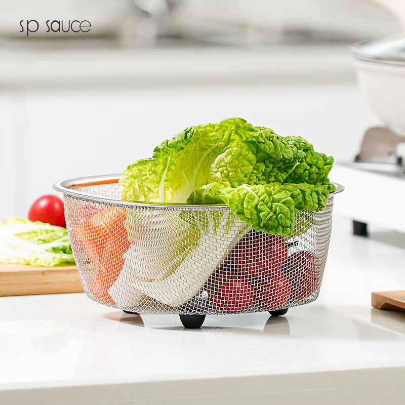 SP SAUCE Japanese kitchen stainless steel sink triangle drain basket storage rack wash basin pool water filter storage hanging basket filter standing model large