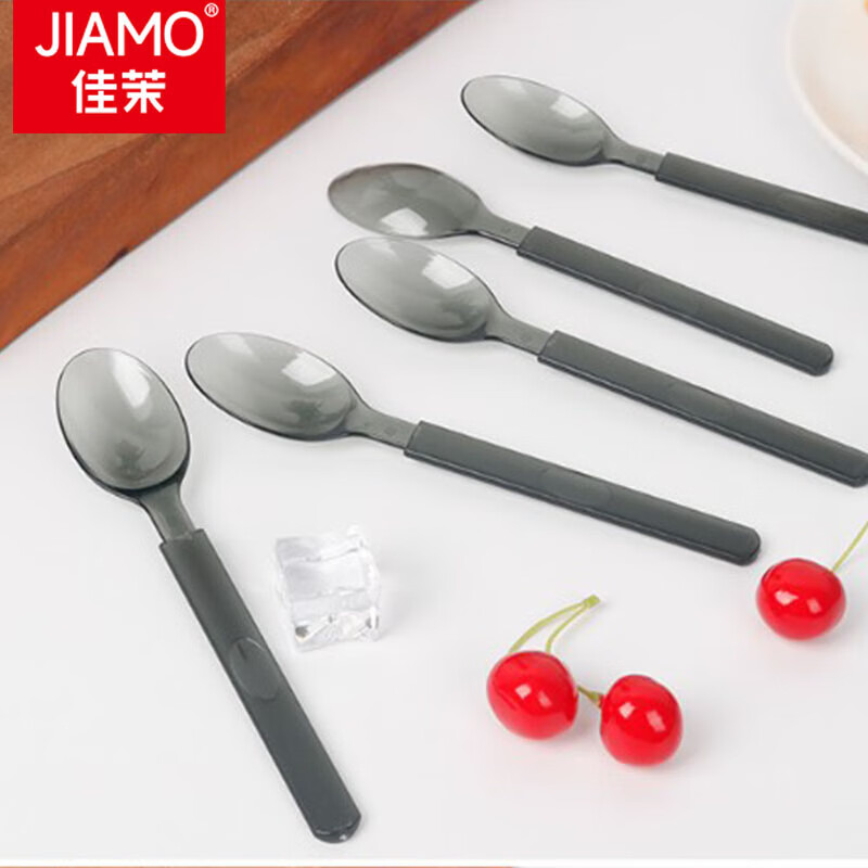 Jiamo disposable spoons 50 individually packed take-out plastic spoons high-end hard frosted ice cream spoons