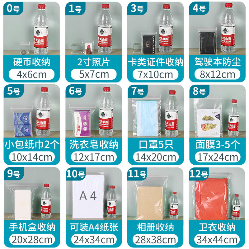 Kerui'er Thickened Transparent Sealing Bag No. 3 Food Grade PE Ziplock Bag ID Card Tea Dustproof and Moistureproof Packaging Bag Jingcang Suda - Arrive today/arrive tomorrow