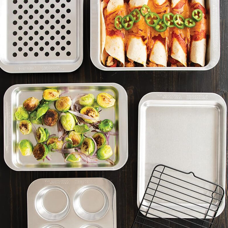 Nordic Ware aluminum baking tray 3-piece set for mini oven, serves 1-2 people