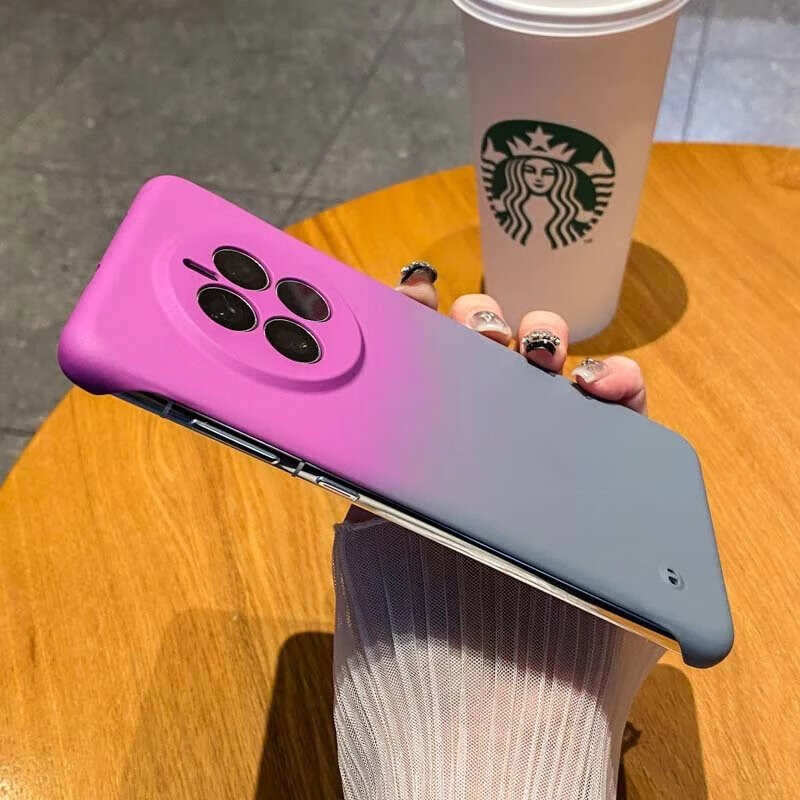 Suitable for skin-feel gradient color borderless mate60pro mobile phone case mate50 new half pack p60pro women's p50 creative nova blue + black skin-feel two-color borderless Honor Magic5 Ultimate Edition