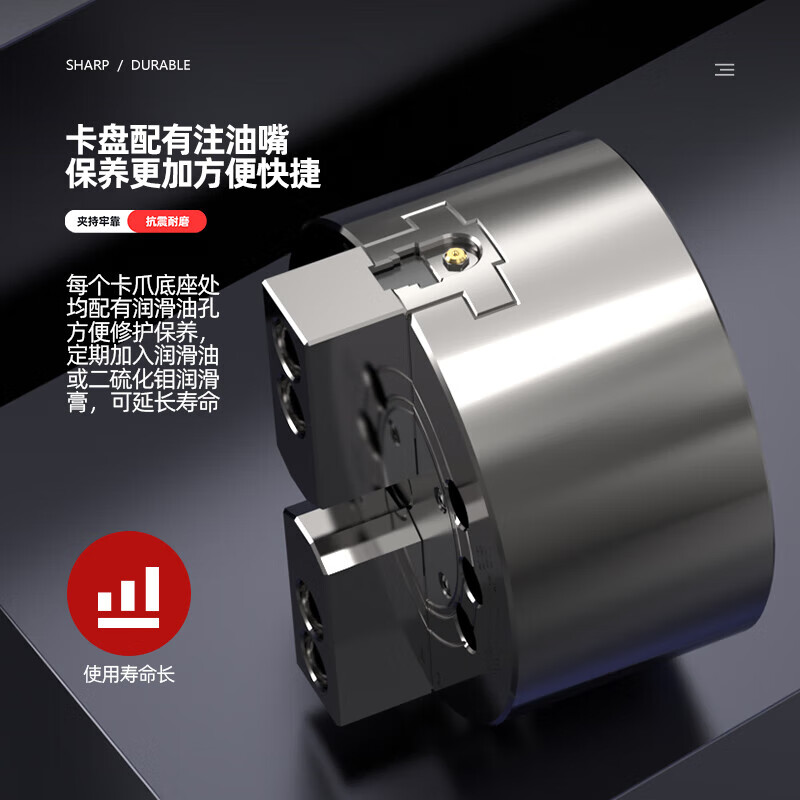 Huili's custom-made standard all-steel body two-jaw hollow real CNC hydraulic chuck 5 6 8 10 12 inches 15-inch hollow two-jaws without flange