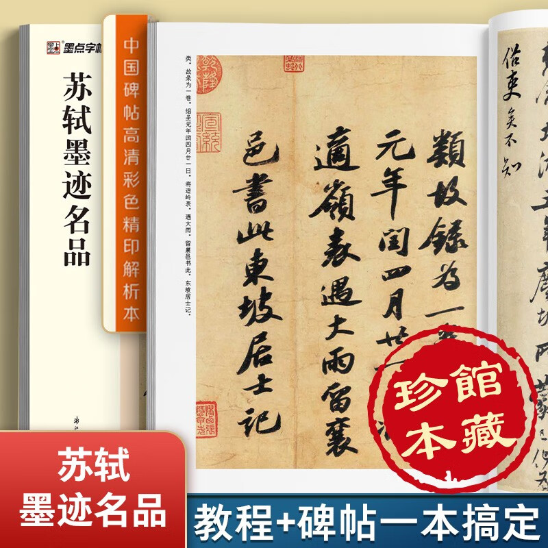 Famous calligraphy works of Su Shi/High-definition color printed analysis of Chinese inscriptions on inscriptions