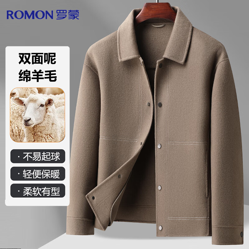 Romon Sheep Wool Wool Jacket Men's Autumn and Winter Thickened Young and Middle-aged Business Casual Lapel Jacket Men's Clothing