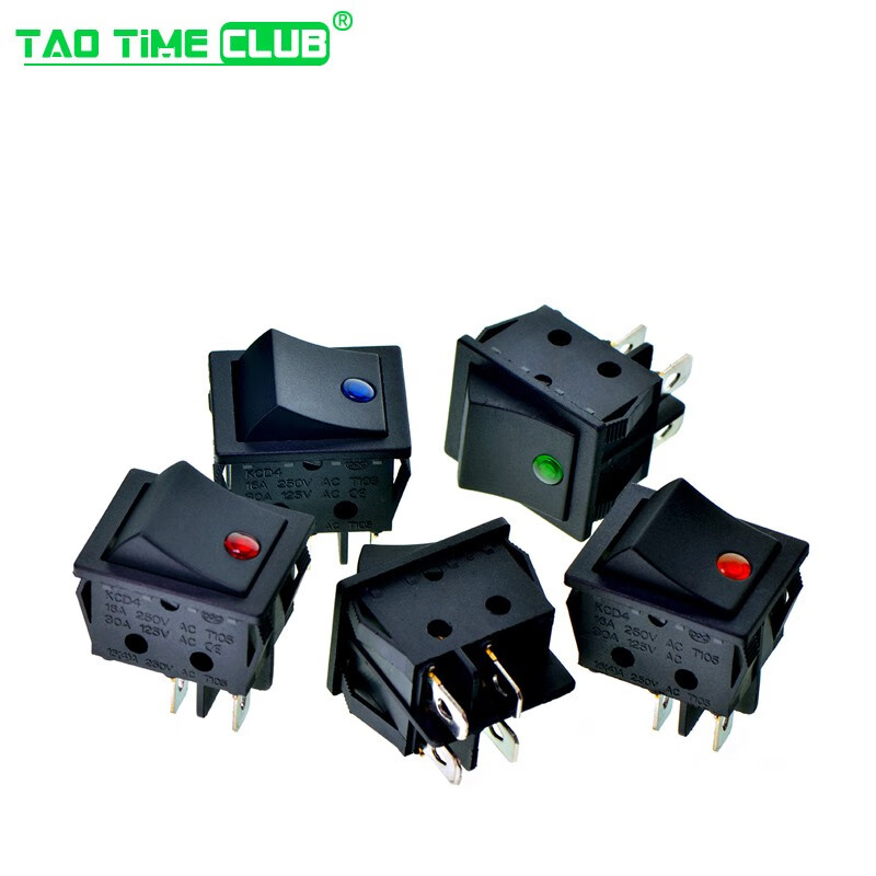 KCD4 boat switch boat switch rocker power button 4 6-pin red light green light 31x25mm16A250V 6-pin 2-speed green light (2 pcs)