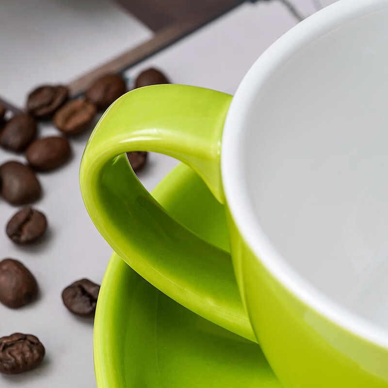 Mongdio European Ceramic Coffee Cup and Saucer Home Latte Cup Large Capacity 300ml Latte Art Cup and Saucer Set White 300ml