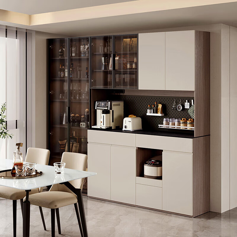 Lin's Home Italian Simple Sideboard Storage Cabinet Living Room Wall Tea Cabinet Wine Cabinet Lin's Wood Industry TV1T Functional Sideboard High Cabinet + Dining Table + Dining Chair