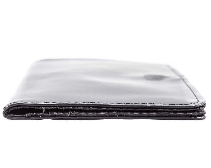 Big SkinnySkinny Women's Executive Leather Bi-Fold Checkbook Slim Wallet 40 Card Slots Black