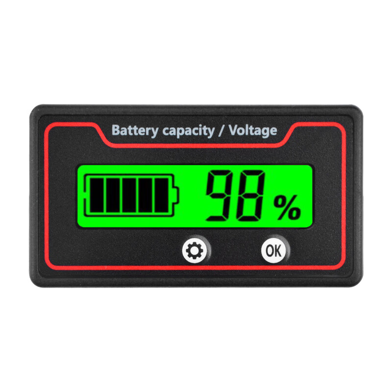 DC9-120V battery power display meter lead-acid lithium battery iron lithium universal custom power display green display