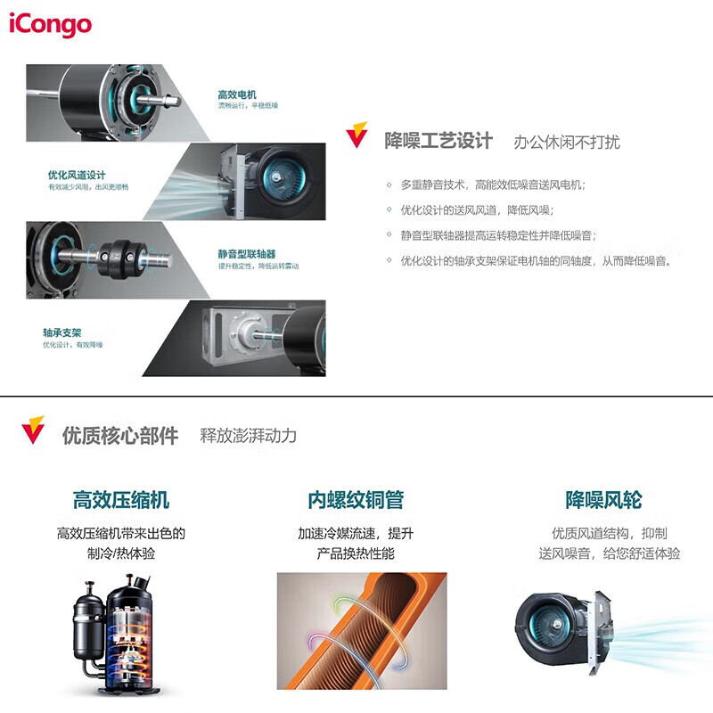 Chigo air duct machine, variable frequency heating and cooling, one-to-one living room, new energy efficiency, embedded hidden living room, bedroom ceiling, household air conditioner, large 2 HP, first-class cooling and heating, variable frequency air duct machine, paid installation