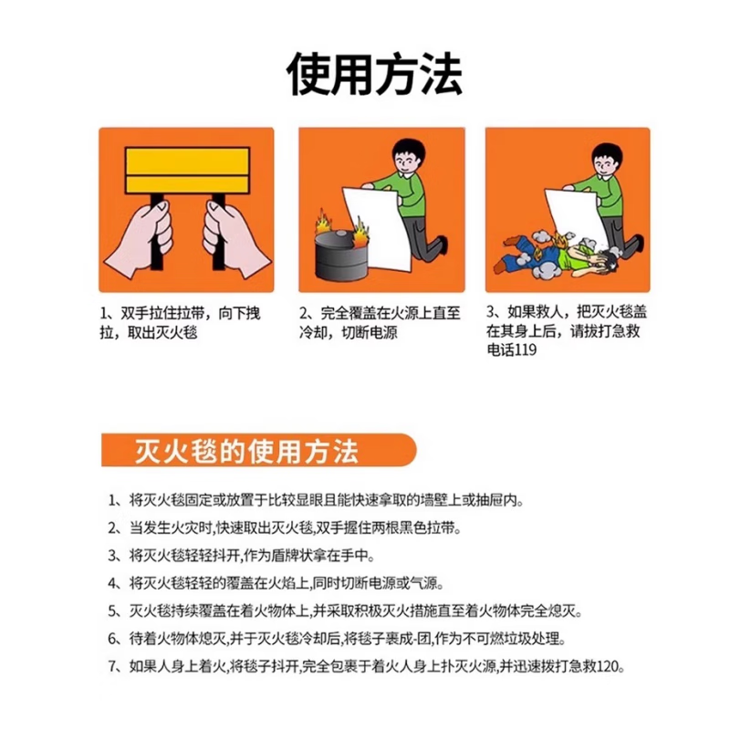 Minggu fire extinguishing blanket 2m 2m bagged fire extinguisher for kitchen fire escape fire blanket fiberglass emergency fire extinguishing blanket