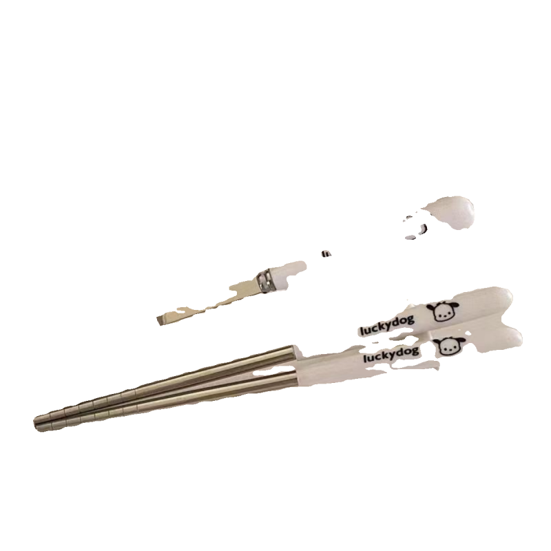 Jing porcelain spoon ins high-looking chopsticks spoon fork three-piece set cute portable tableware storage box for students and children lucky puppy chopsticks + fork free storage box 1-piece set