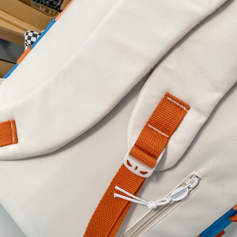 Double Star schoolbag for men, middle and high school students, backpack for women, large capacity, water-repellent, can hold 15.6-inch computer, gray with plaid pendant