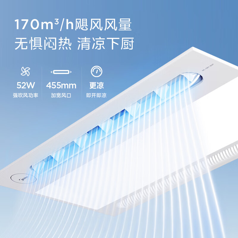 Midea Kitchen Cooler Hair Dryer and Lighting 2-in-1 Ceiling Air Cooler Kitchen Air Conditioner and Lighting Integrated Kitchen Cooler Cooler Hair Dryer + Lighting + Night Light B3pro Cooler