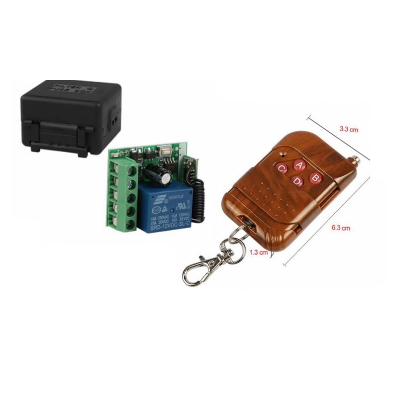 Ouhuayuan Universal Wireless Remote Control Switch 433MHz DC 12V 1CH RF Relay Receiver Switch Module 12v1 Channel + Mahogany Remote Control