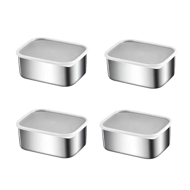 Sudel 4-piece set 316 stainless steel square plate fresh-keeping box with lid packing box kitchen side dish ingredient picnic box 13*10-5cm 4-piece set