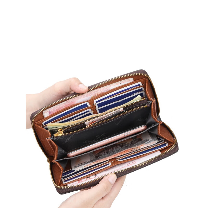 Kuqi Kangaroo brand women's wallet 2025 Chinese Valentine's Day long wallet multi-functional zipper large capacity hand card holder all-in-one package N5567 brown collection priority delivery