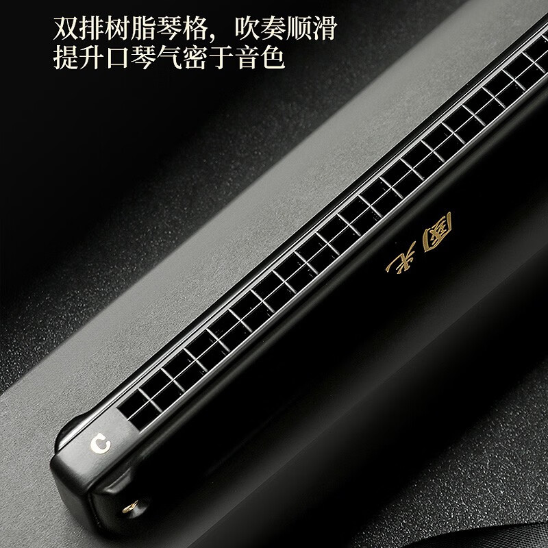 Guoguang 24-hole polyphonic harmonica #A/B/C/D/E/F/G imported gongs for beginners, adults, professional performance level with engraving, 24 holes in C key, performance level-polyphony-commonly used keys