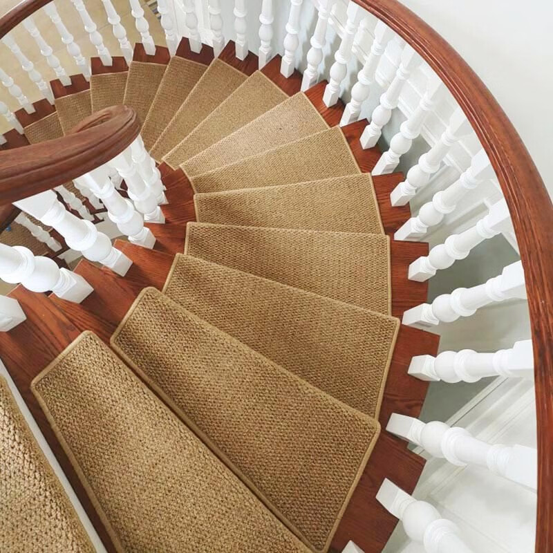 Huade imitation sisal plain stair carpet step non-slip carpet can be customized corner rest platform glue-free self-absorbing imitation sisal camel rectangle 75*24*4 cm vertical angle