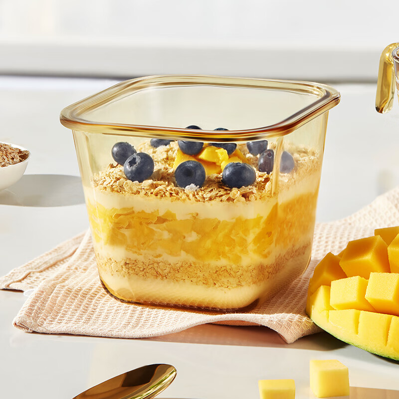 Corning tableware heat-resistant glass crisper 900ml deepened amber soup bowl with lid 2 pieces microwave lunch box lunch box