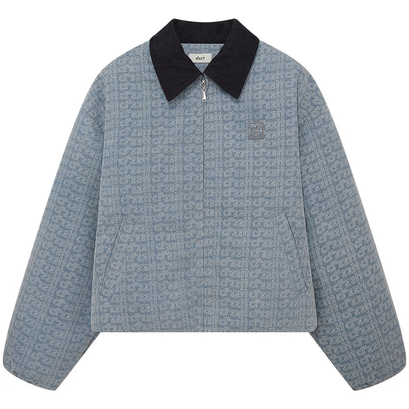 DZZIT high-looking down hot-selling replenishment Disu winter corduroy contrast denim jacket for women blue XS