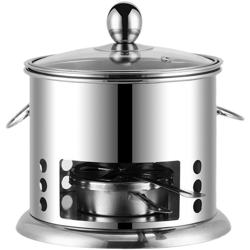 Shenfu alcohol stove small hot pot single double hot pot side stove shabu shabu pot outdoor picnic windproof stove takeaway alcohol pot set stove 16cm
