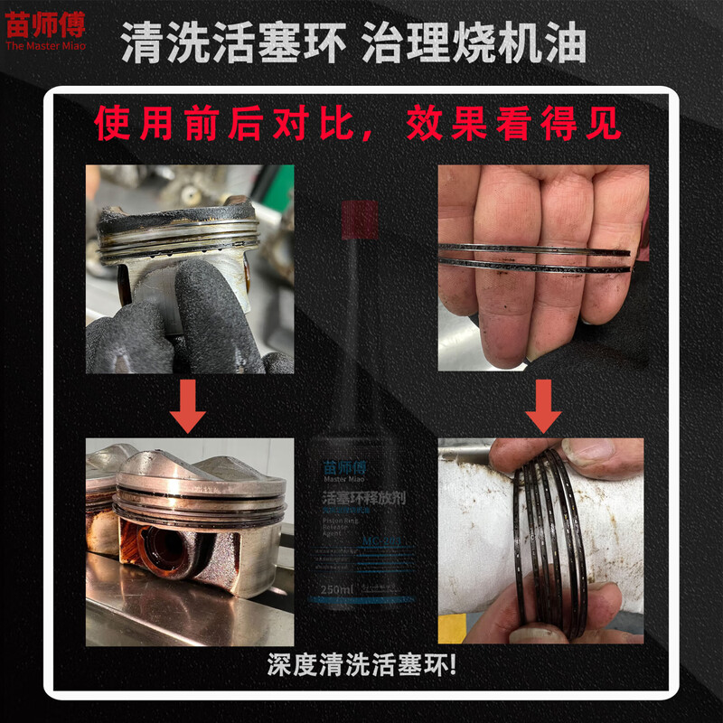 Master Miao's piston ring cleaning and releasing agent, Master Miao's disassembly-free, oil-burning and carbon-deposited engine oil additive, one bottle of piston ring release agent, cleans piston rings and controls oil-burning