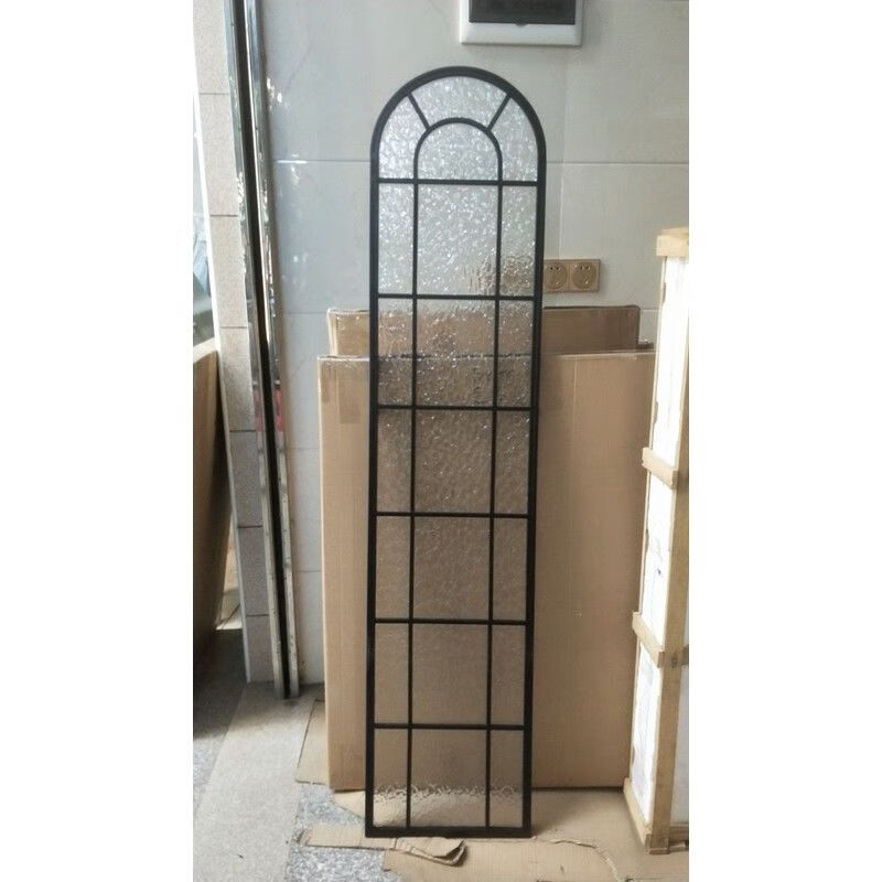 Yaotian French partition fake window wrought iron screen wall lighting art glass frame entrance Changhong glass half wall lighting window black long 40x180 high water pattern glass