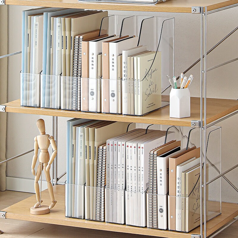 YOUNAL Transparent Desktop File Storage Box Vertical Office Information File Student Bookshelf Acrylic A4 Paper File Basket Transparent 2 Pack