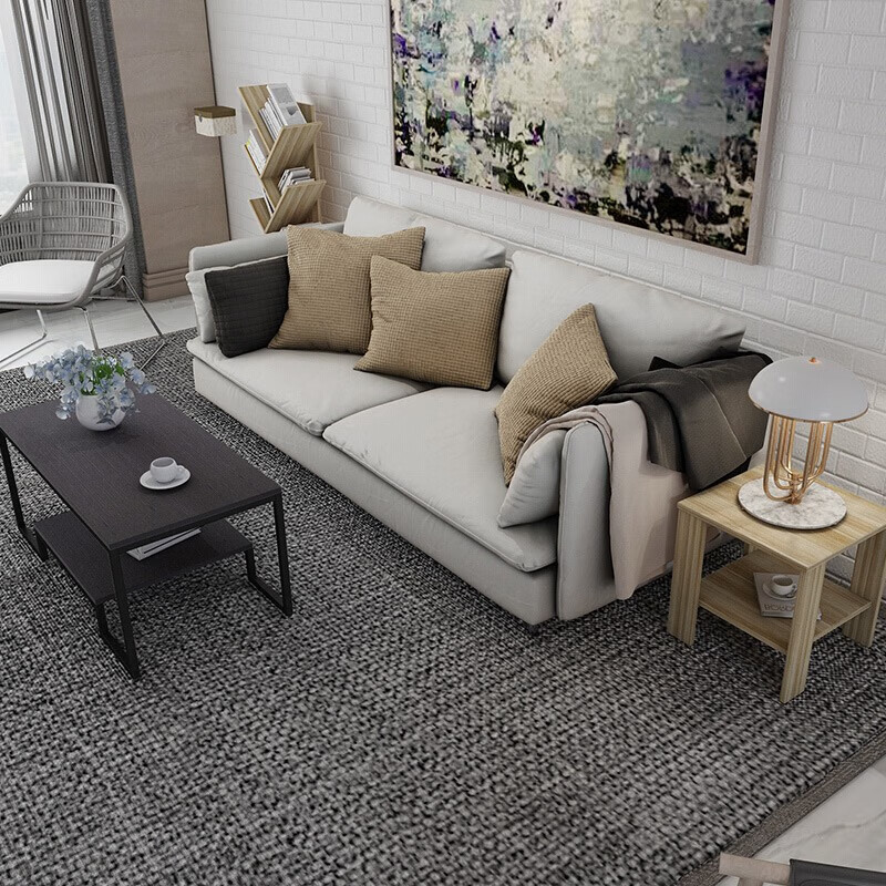 Shuaili coffee table living room small tea table double layer storage side table 100*50*42 black SL17086C