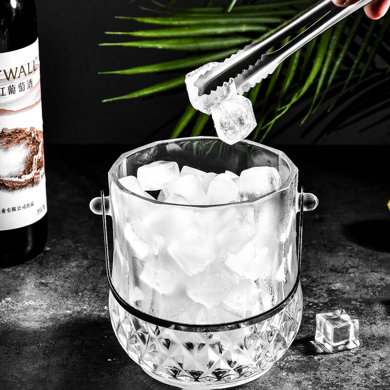 Bottington European red wine champagne ice bucket bar club ice bucket transparent thickened crystal glass ice bucket portable bar diamond ice bucket/free ice clip