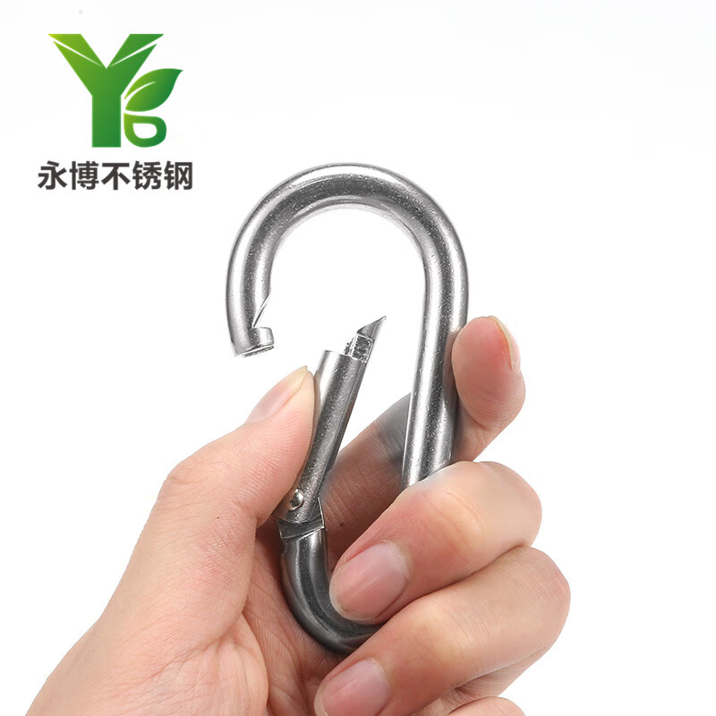 Yongbo 304 stainless steel spring buckle carabiner spring hook safety buckle nut with hole chain buckle quick hook connection hook ring rope buckle hook standard spring buckle M4