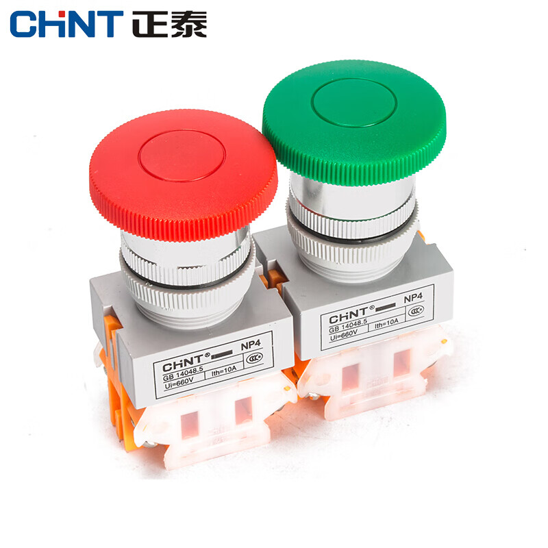 Chint (CHNT) mushroom head button self-reset start button switch big head NP4-11M/1 red