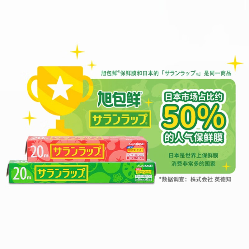 Asahi Baoxian Super Value Subsidy High Temperature Resistant Easy to Tear Disposable Cling Film PVDC Material Microwavable Imported from Japan Value Pack Large Bowl 30cm 50m 1 Roll