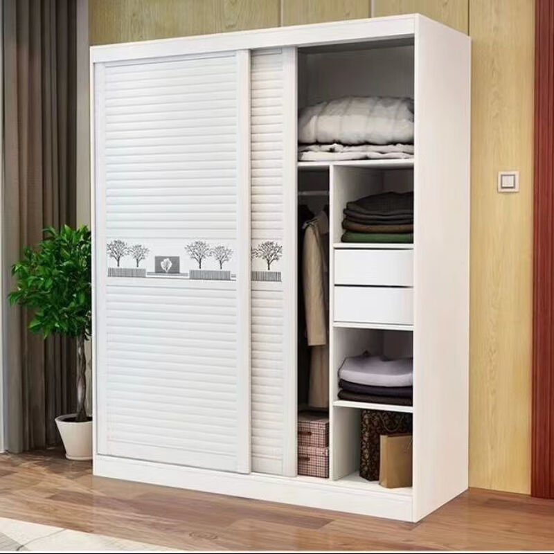 Yeyushi customized sliding door sliding door wood plastic board shutter door wardrobe door bedroom wall cabinet door professional customization easy to install angel white