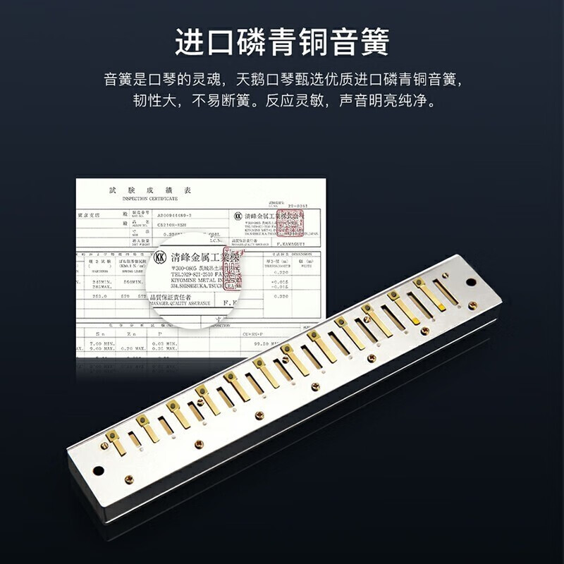 Swan German imported gongs Swan 24-hole polyphonic harmonica in C key for senior adults, beginners, middle-aged and elderly professional playing black 24-hole polyphonic C key