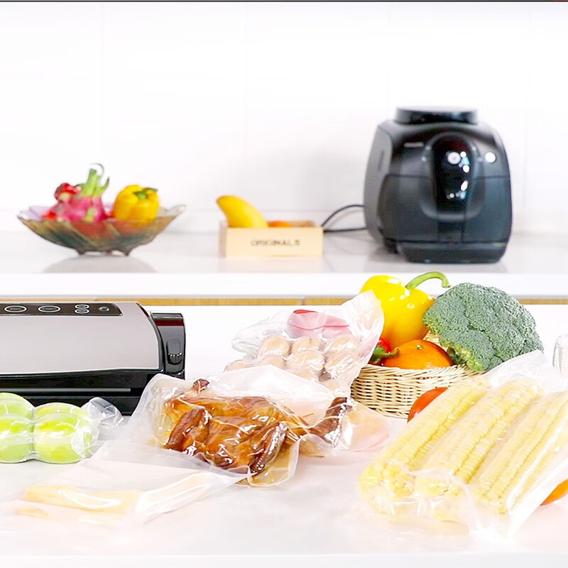 Deli vacuum fresh-keeping bag, food-grade mesh texture vacuum compression bag, sealed fresh-keeping bag, vacuum food machine, vegetable, fruit, cooked food and dry goods packaging bag, 20cm*25cm (50 pieces/box) 14911