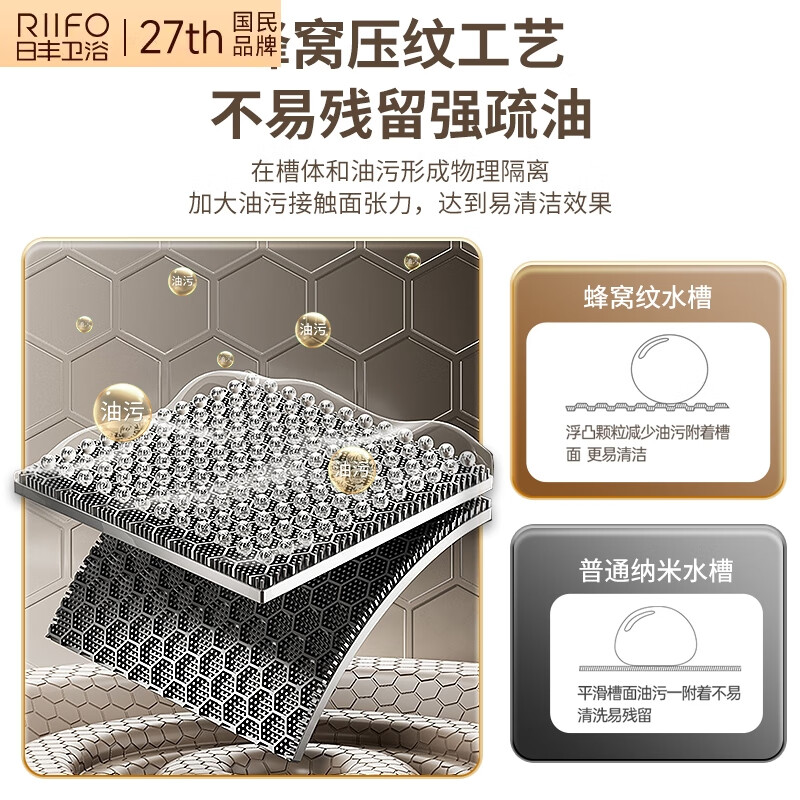 Rifeng Feiyu Waterfall Sink Embossed Honeycomb Kitchen 304 Stainless Steel Large Single Sink Household Wash Waterfall 68x45 Basic Package
