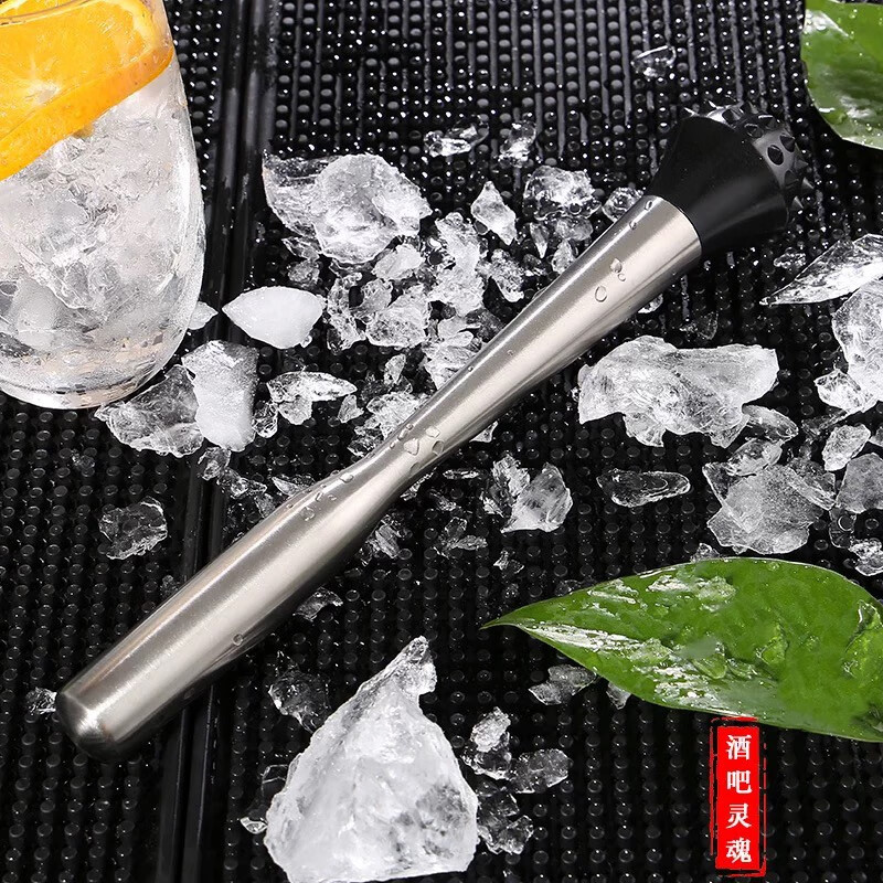 Bar Soul Stainless steel mash stick Ice hammer crushed popsicle Lemon mint leaf crush stick Mojito cocktail mash stick Extended classic style Original color