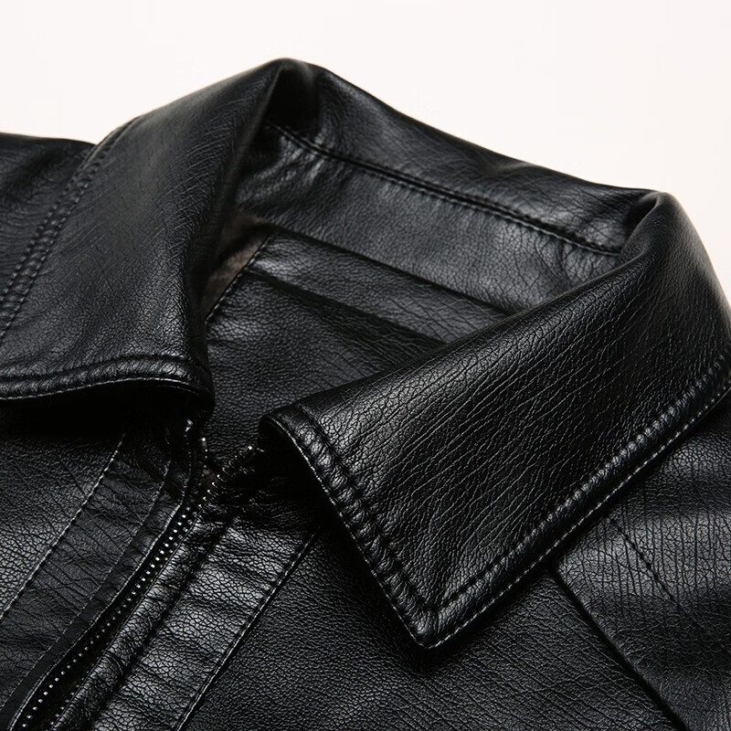 Hengyuanxiang Leather Men's 2024 Autumn and Winter Men's Winter Jackets Velvet Thickened Casual Lapel Middle-aged and Elderly Leather Jacket Tops