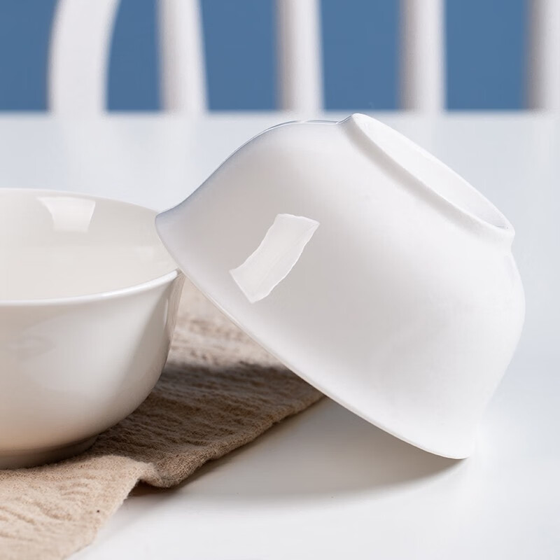 Haoya underglaze color Jingdezhen ceramic bowl set ceramic rice bowl soup bowl noodle bowl simple pure white 4.5 inches