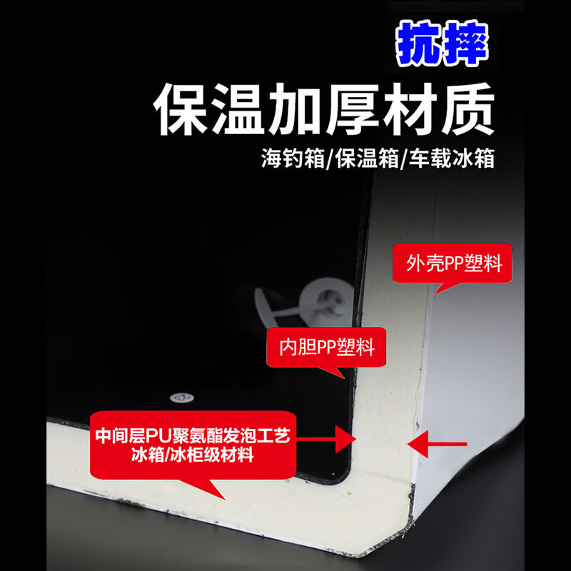 Warm Ice Bear 48L Sea Fishing Box Insulated Box Refrigerator Special for Fishing Outdoor Large Capacity PU Live Shrimp Box Fresh and Portable 10-85 48L White and Black Straps + Storage Box + Water Outlet