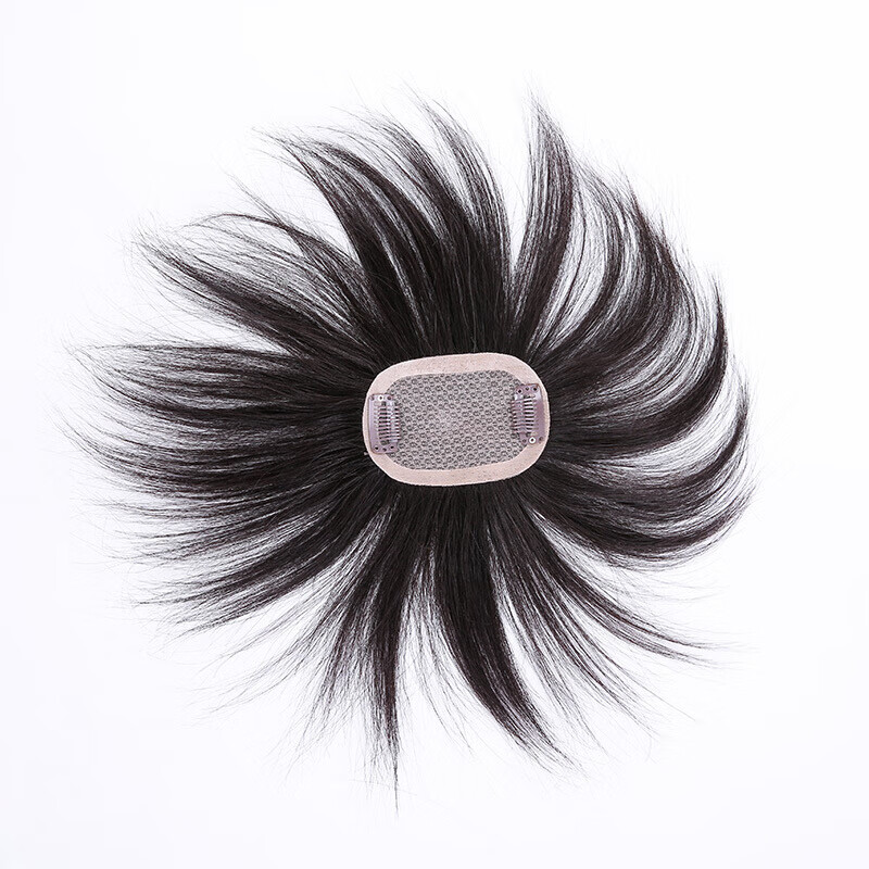 Hengfa wig piece for human hair on top of head, seamless cover for white hair, wig piece for women, light and thin replacement cover, needle replacement block, hand-woven inner net 5*8, natural black 15cm