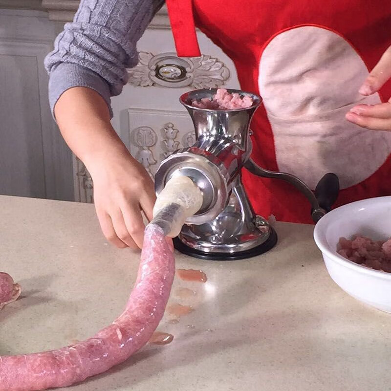 Jingfan 304 stainless steel manual meat grinder household hand-cranked sausage filling all-in-one cooking machine stuffing machine grinding chili sauce Jingfan 8s+ welding sausage enema