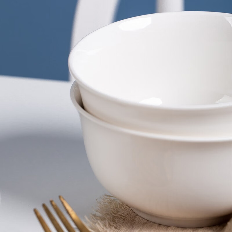 Haoya underglaze color Jingdezhen ceramic bowl set ceramic rice bowl soup bowl noodle bowl simple pure white 4.5 inches