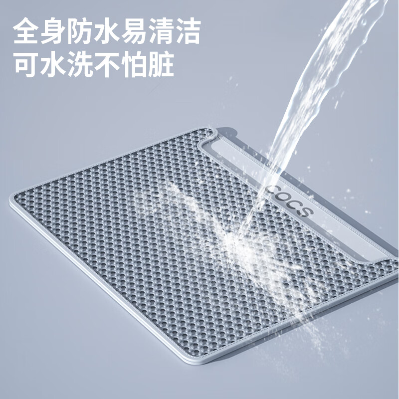 COCS Double Layer Cat Litter Mat Anti-leaking Large Cat Litter Box Sand Control Mat Anti-Splash Filter Sand Leaking Cat Toilet Foot Mat Floor Mat Double Layer Cat Litter Mat Medium (56*43cm)