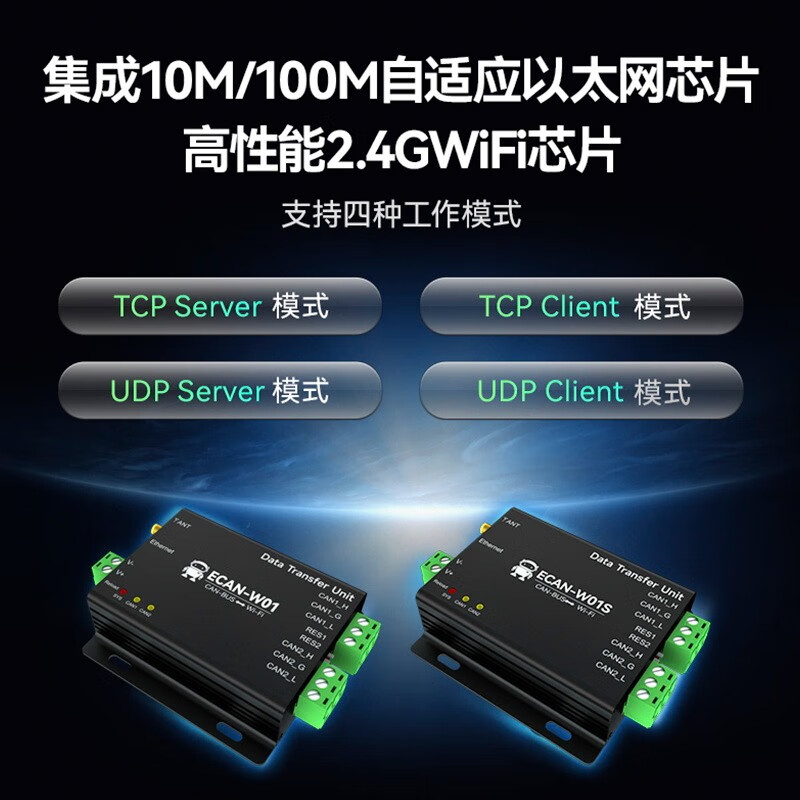 Ebyte CAN to WiFi smart converter high-performance dual-channel protocol bidirectional transparent transmission AP/STA dual-mode isolation anti-interference high protection port dual-channel isolation CAN to WiFi ECAN-W01