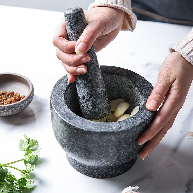 Sheli retro kitchen household grinder stone mortar manual garlic pounder masher pestle garlic masher granite pestle