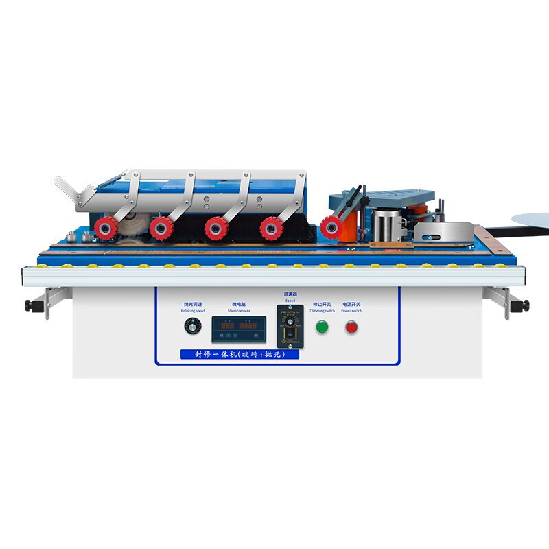 Huabesen woodworking edge banding machine, fully automatic all-in-one trimming machine, curved and straight line sealing and repairing, automatic belt breaking, desktop manual edge banding machine, rotary, curved and straight dual-purpose sealing and repairing all-in-one machine