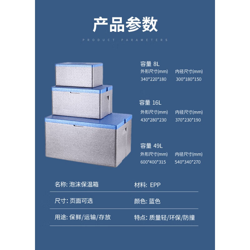 Tongrubi foam box refrigerated ice bag EPP insulated box food box canteen catering postal transport box seafood fruit storage gray 45 liters